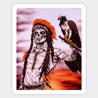 indian chief zombie Sticker